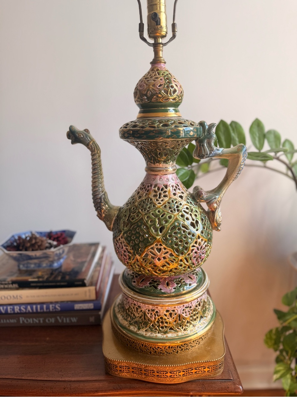 Ornate Multicolor Filigree Table Lamp - Decorative Home Art